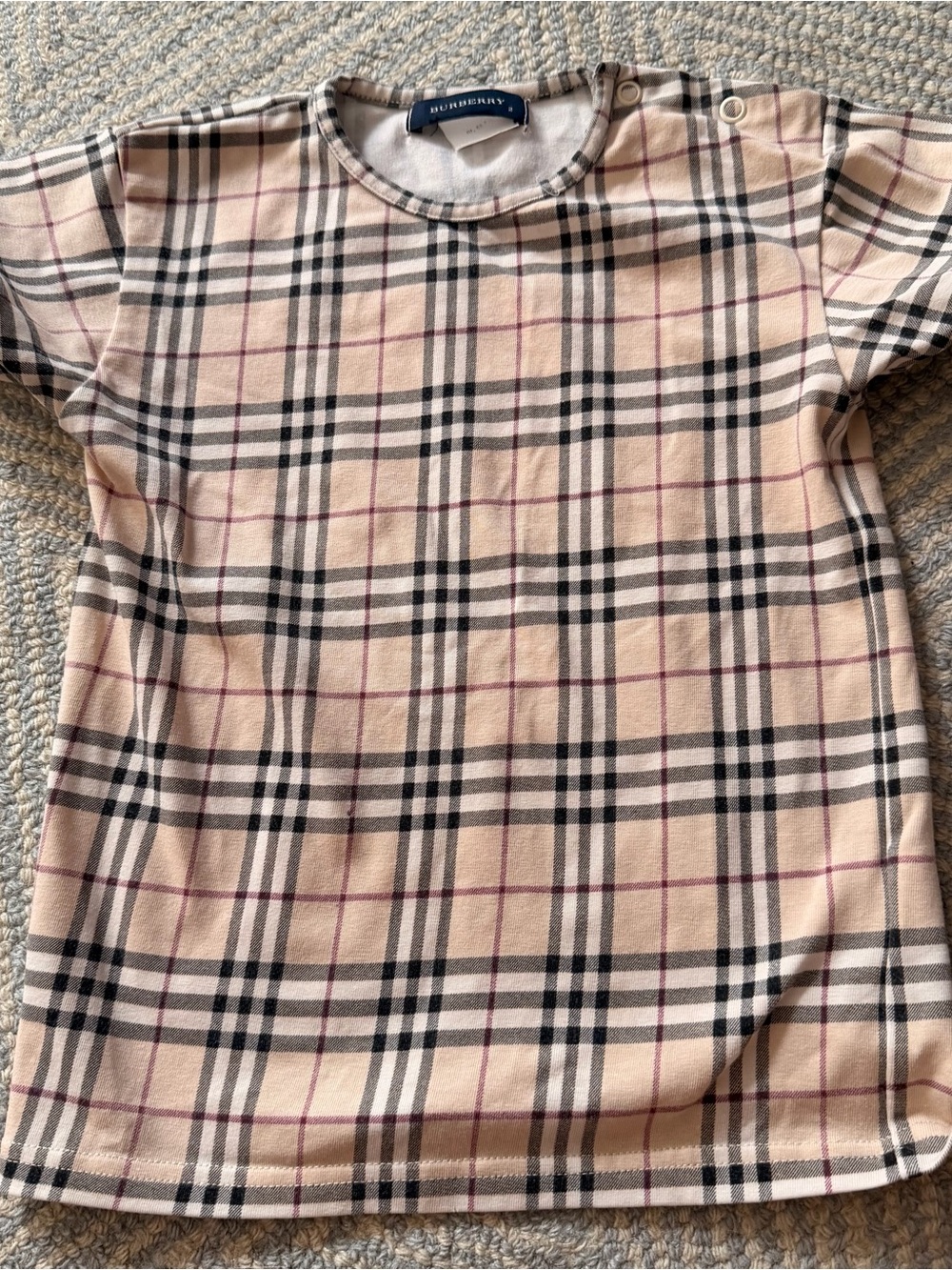 Burberry Beige Plaid Short-Sleeve Kids